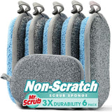 Sponges Kitchen Dish Sponge for Washing Dishes Cleaning Kitchen, All-Purpose, 6 Pack, Non Scratch, Rough Scrubbers Side for Non-Stick Cookware, Soft