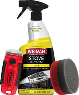 Weiman Heavy Duty Stove and Oven Cleaner 3 Piece Total Clean Kit, For Baked on Grease, Grime, Carbonized Food, Includes Foaming Cleaner (24oz)