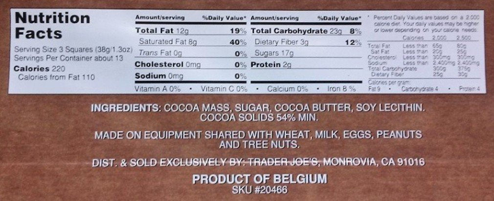 Trader Joes 54% Cocoa Dark Chocolate HUGE POUND PLUS Candy Bars 2 PACK NO ARTIFICIAL FLAVORS NO PRESERVATIVES