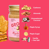 Ground Up Almond & Cashew Nut Butter - Maple Cookie Almond Butter - Peanut-Free, Dairy-Free, Gluten-Free - 1 Jar 12oz