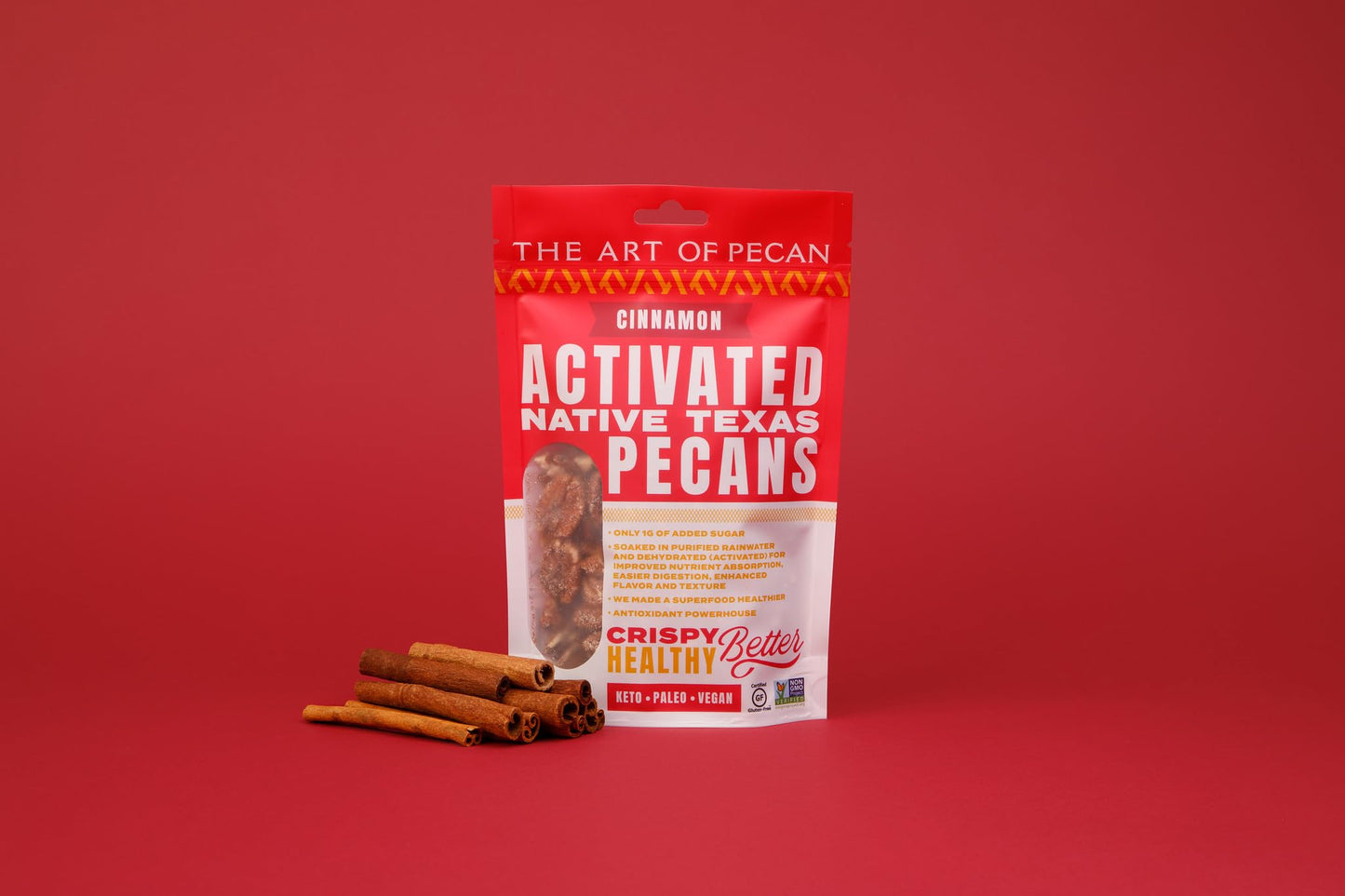 AOP Cinnamon Activated Pecans - Naturally Crunchy, Soaked & Dehydrated for Better Digestion | Low Sugar Premium Snack. Non-GMO, Paleo, Vegan, Heart