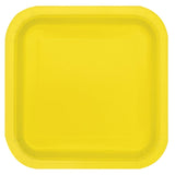 Unique Premier Style Neon Yellow Square Paper Dessert Plates - 7" (Pack of 12) - Vibrant Design, Ideal for Parties and Special Events
