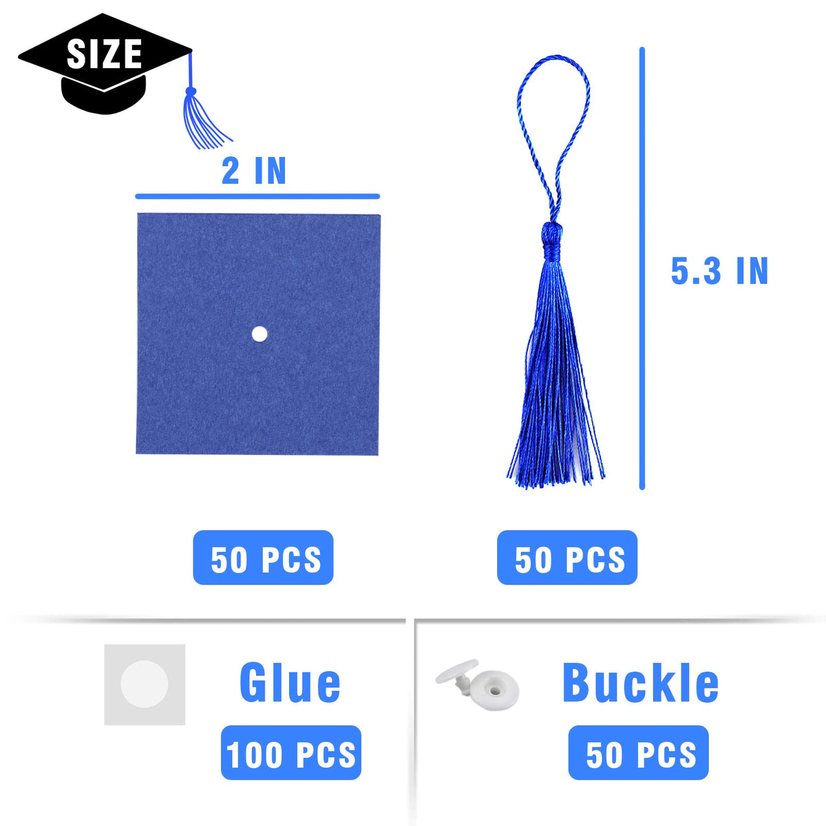 50Pcs Blue Graduation Cap Chocolate Decorations, 2026 Graduation Decor