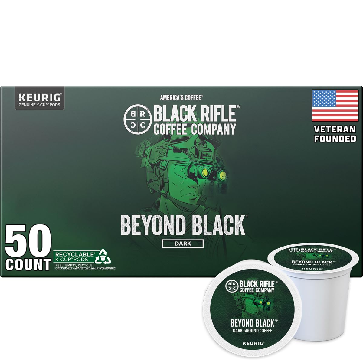 Black Rifle Coffee Company Dark Roast Coffee Pods - 100% Arabica, Bold, Smoky Single-Serve K-Cup Compatible - Veteran-Founded Premium Coffee - Beyond