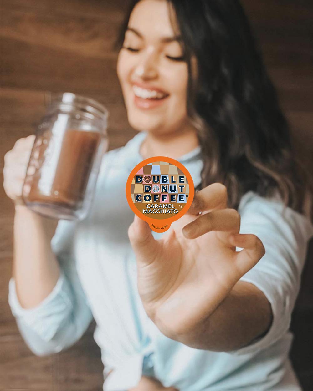 Double Donut Coffee Medium Roast Caramel Macchiato Coffee Pods, 24 Count for Keurig K-Cup Machines