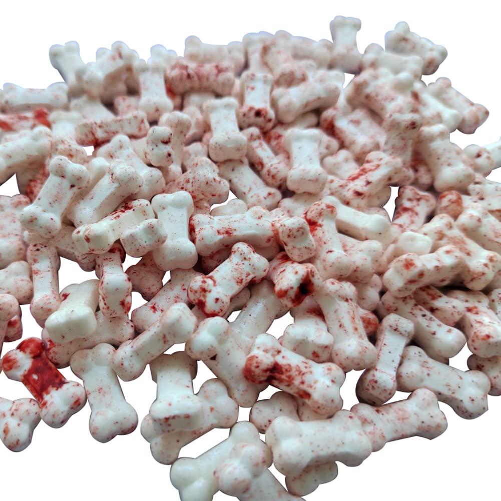 1 Bottle Bloody Red Dog Bones Candy Cake Cupcake Toppers Cookie Decorations Edible Dessert Sprinkles for Halloween Christmas Cake Cupcakes Decoration