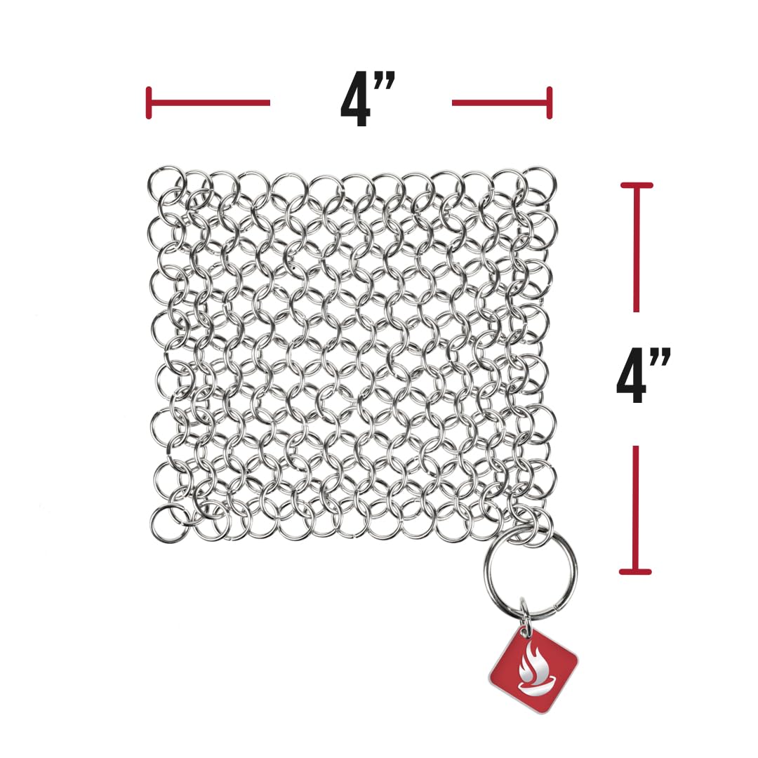 Knapp Made Original CM Scrubber 4" Chainmail Scrubber - Cleaner for Cast Iron, Stainless Steel, Hard Anodized Cookware and Other Pots & Pans