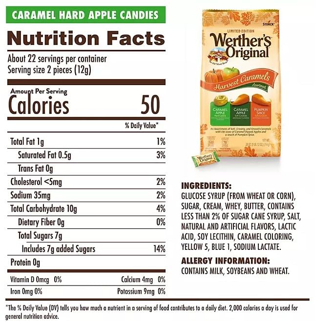 Werther's Original Harvest Caramels Assorted Candy, 28 Ounces.