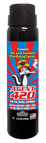 Agent 420 Cannabis & Cigarette Odor Eliminator Aerosol Spray, Freedom, 3.5 oz - Tea Tree Oil Breaks Down Smoke at the Molecular Level