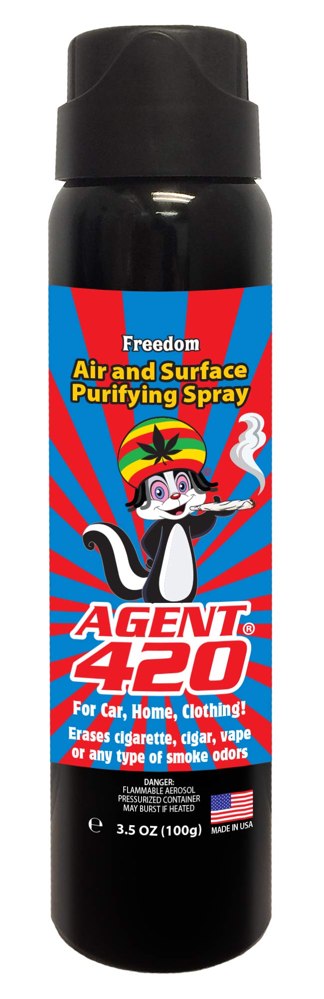 Agent 420 Cannabis & Cigarette Odor Eliminator Aerosol Spray, Freedom, 3.5 oz - Tea Tree Oil Breaks Down Smoke at the Molecular Level