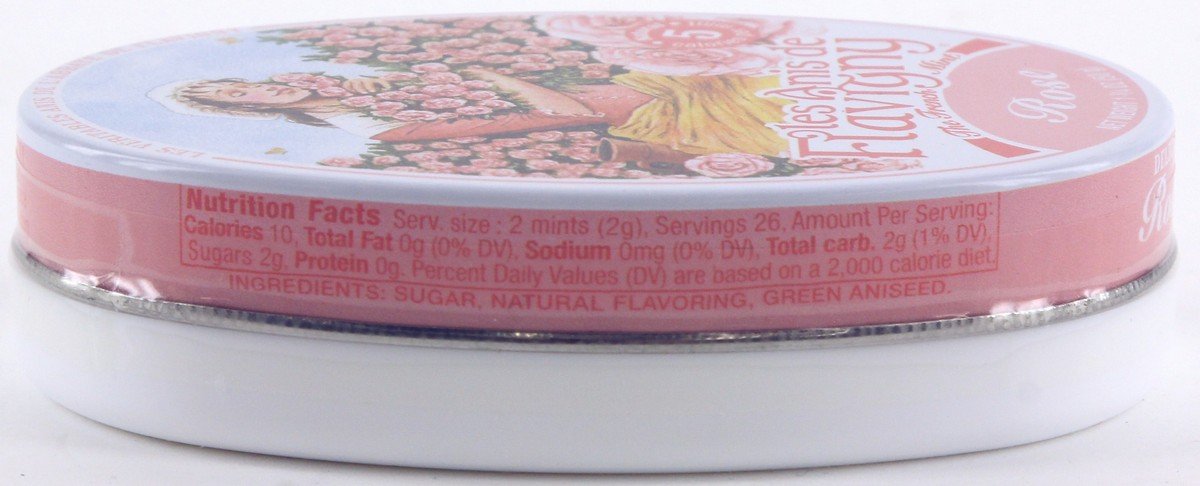 Les Anis de Flavigny French Mints Candy - Rose Flavor Hard Candy, Natural Gourmet Sweets in Classic Tin, 50g (1.75 oz) Each (Pack of 2)