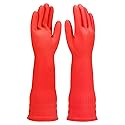 IUCGE Rubber cleaning gloves 1 Pairs for kitchen,Cotton Lining,Dishwashing gloves long with lined,Reuseable.(Small)