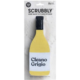Scrubbly Cleano Grigio Kitchen & Household Cleaning Sponge in Yellow, Gift for The Tidy Wine Lover