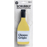 Scrubbly Cleano Grigio Kitchen & Household Cleaning Sponge in Yellow, Gift for The Tidy Wine Lover
