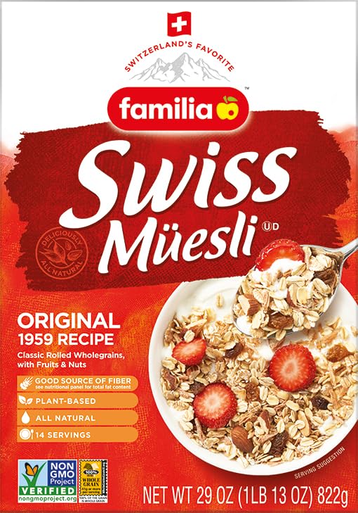 Familia Swiss Muesli Cereal, Original Recipe with Fruit and Nuts - Enjoy Hot, Cold or as Overnight Oats, 29 oz (Pack of 6)