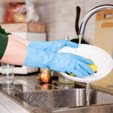 URBANSEASONS Dishwashing Rubber Gloves for Cleaning - 4 Pairs Household Gloves Including Blue, Pink, Green and Red, Non Latex and Fit Your Hands Well