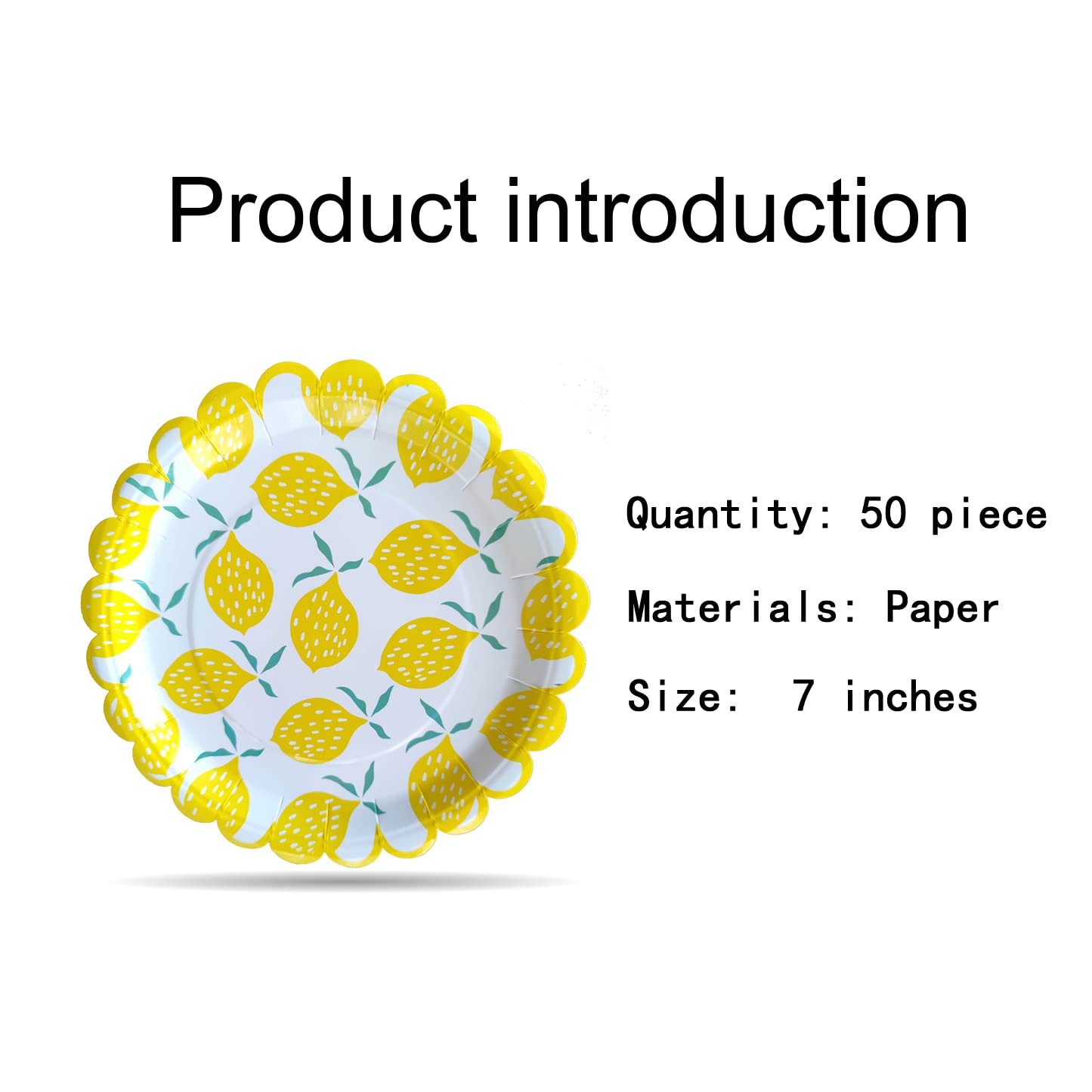 Generic 50 Lemon Disposable Paper Dinner Plates (7" Plate) for Kids, Baby, Wedding Shower, Christmas, Brunch & Garden Party Supplies
