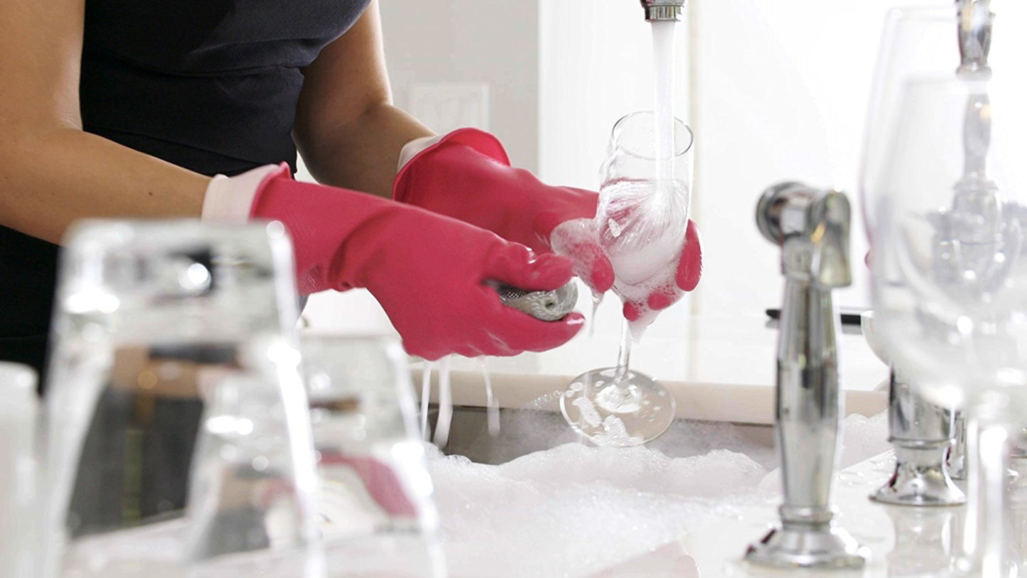 Casabella Premium Waterblock Reusable Household Cleaning Gloves, Medium
