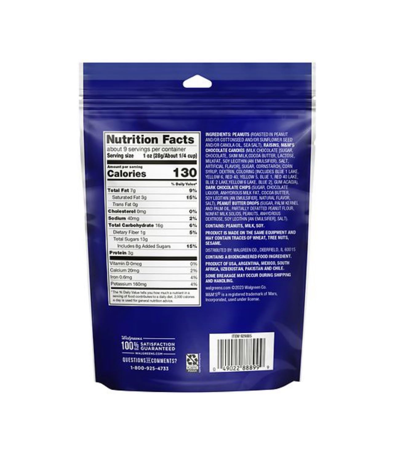 Magic Trail Mix with Peanuts, Raisins, Candies, Dark Chocolate Chips, Peanut Butter Drops, 9 oz Low Sodium Snack