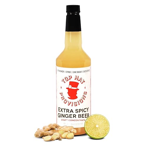 Top Hat Extra Spicy Ginger Beer Syrup - Spicy Ginger Syrup for Soda Makers - Makes 32 Craft Sodas, Mules, Cocktails, Mocktails - Compatible