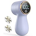 Rechargeable Fabric Shaver Lint Remover, Sweater Shaver with 3-Speed Control, LED Display Clothes Shaver, 6-Leaf Stainless Steel Blades, Suitable