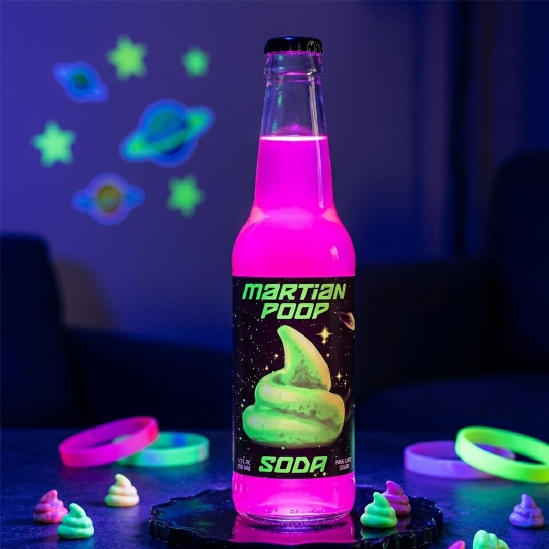 Rocket Fizz Martian Poop Marionberry Soda Flavor | Cane Sugar | Craft Soda Pop Drinks | 12 oz in Glass Bottle (12 Pack)