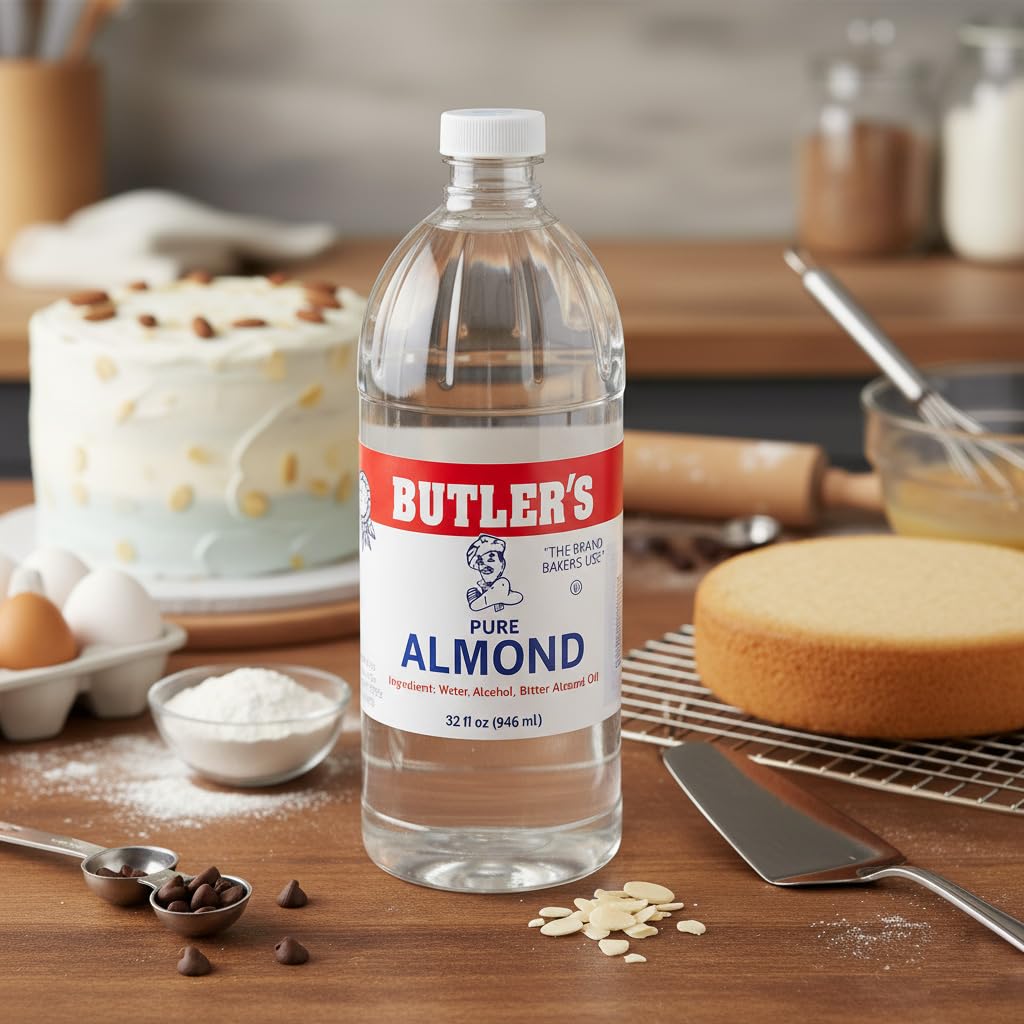 Pure Almond Extract, 32 Fluid Ounce, 1 Quart Bottle, Hampton Distribution