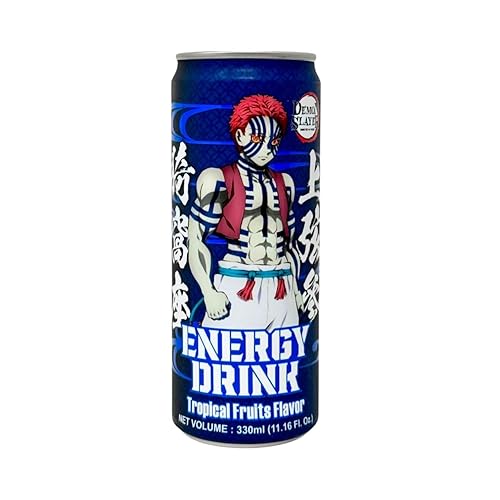 Demon Slayer Tropical Fruit Energy Drink - 11.16 fl oz (330 ml) Cans - Akaza Collectible Anime Character Drink (6-Pack)