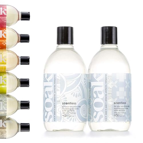 Soak Laundry Soap - 2 Pack Shop & Share | No Rinse, Plant Derived Hand Wash Detergent - 375 ml / 12 fl. oz, 75+ Washes (Scentless)