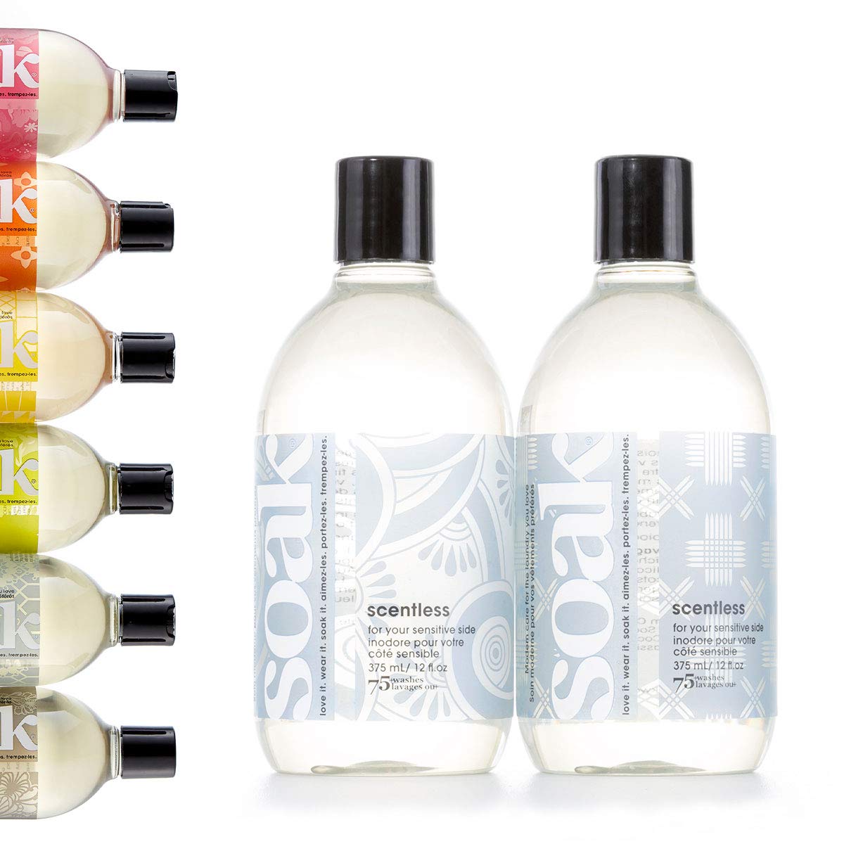 Soak Laundry Soap - 2 Pack Shop & Share | No Rinse, Plant Derived Hand Wash Detergent - 375 ml / 12 fl. oz, 75+ Washes (Scentless)