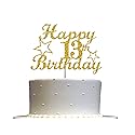 13 Birthday Cake Topper Gold Glitter, Party Decoration Ideas, Premium Quality, Sturdy Doubled Sided Glitter, Acrylic Stick. Made in USA (13th)