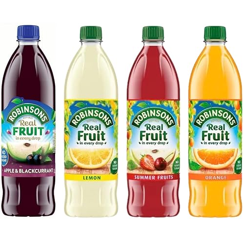 Robinsons Fruit Squash Variety Pack - No Added Sugar Squash - 33.8 Fl Oz (1lt) 4-Count
