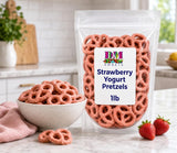 Strawberry Yogurt Covered Pretzels - 1 lb Resealable Bag | Sweet & Crunchy Snack | Fresh Gourmet Pretzel Treats | Perfect for Gifting, Parties