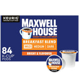 Maxwell House House Blend Medium Roast K-Cup Coffee Pods 84 CT + Breakfast Blend Light Ground Coffee K-Cup Pods 12 CT (Variety Pack)