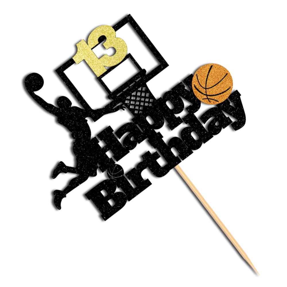 Basketball Happy 13th Birthday Cake Topper-Basketball Themed Birthday Party Cake Decoration-13 Years Birthday Party Supplies (13th)