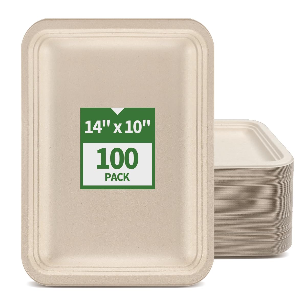 AICHEF 100 Pack 14 inch Large Disposable Food Trays for Crawfish Seafood Boil BBQ Dessert, Large Paper Plates 14 inch Heavy Duty Disposable Serving