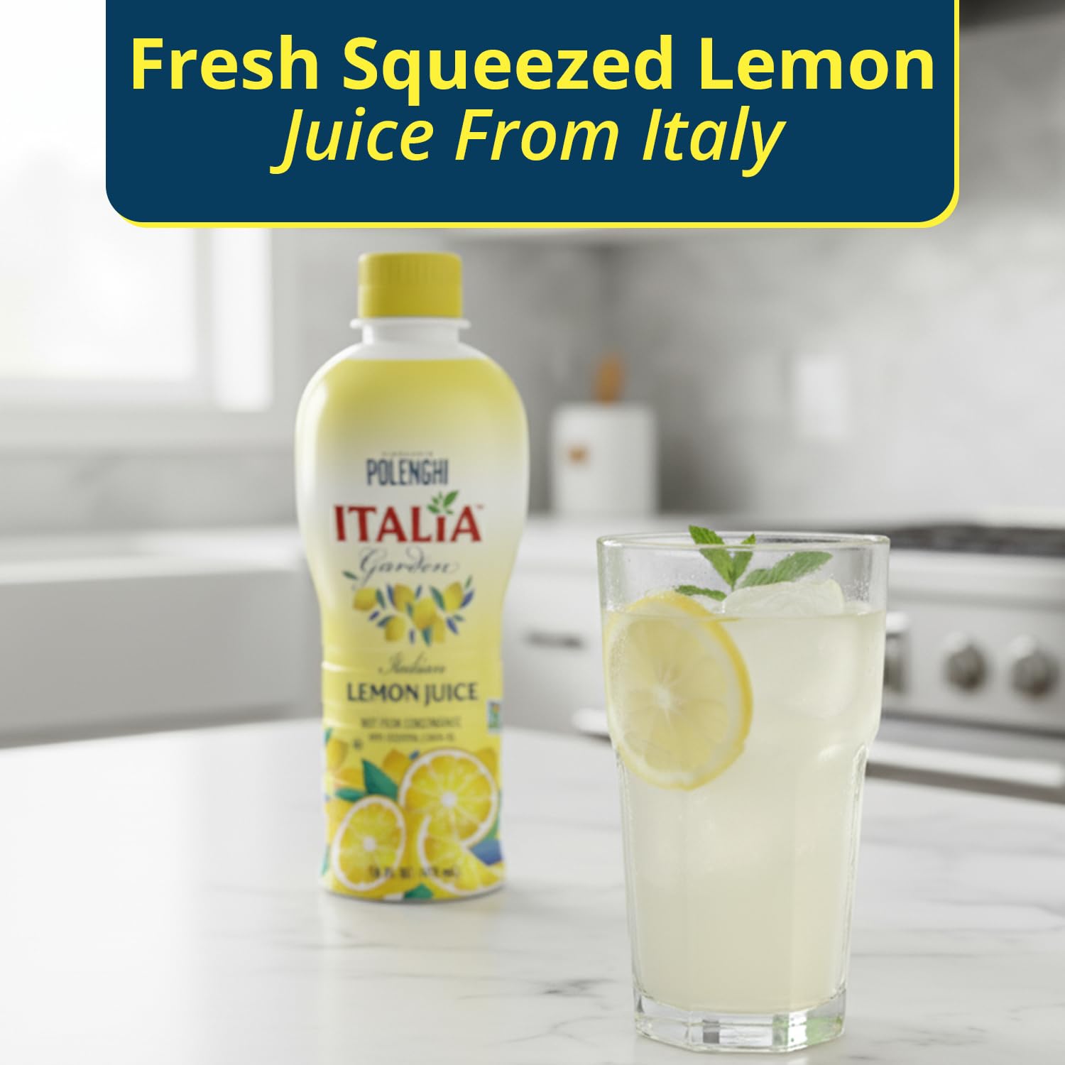Italia Garden Italian Lemon Juice, Not From Concentrate, Real, Perfect for Cooking, Drinks, Marinades & More, Pure Citrus Flavor with Convenient