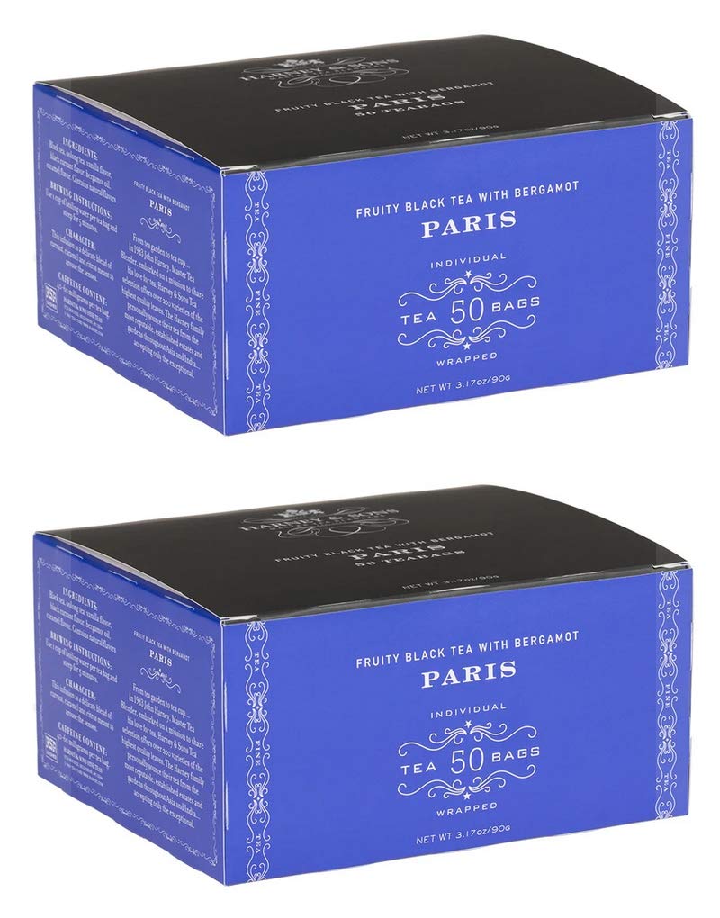 Harney & Sons Paris Tea Bags - Box of 50 Tea Bags (Pack of 2) Fruity Black Tea with Bergamot