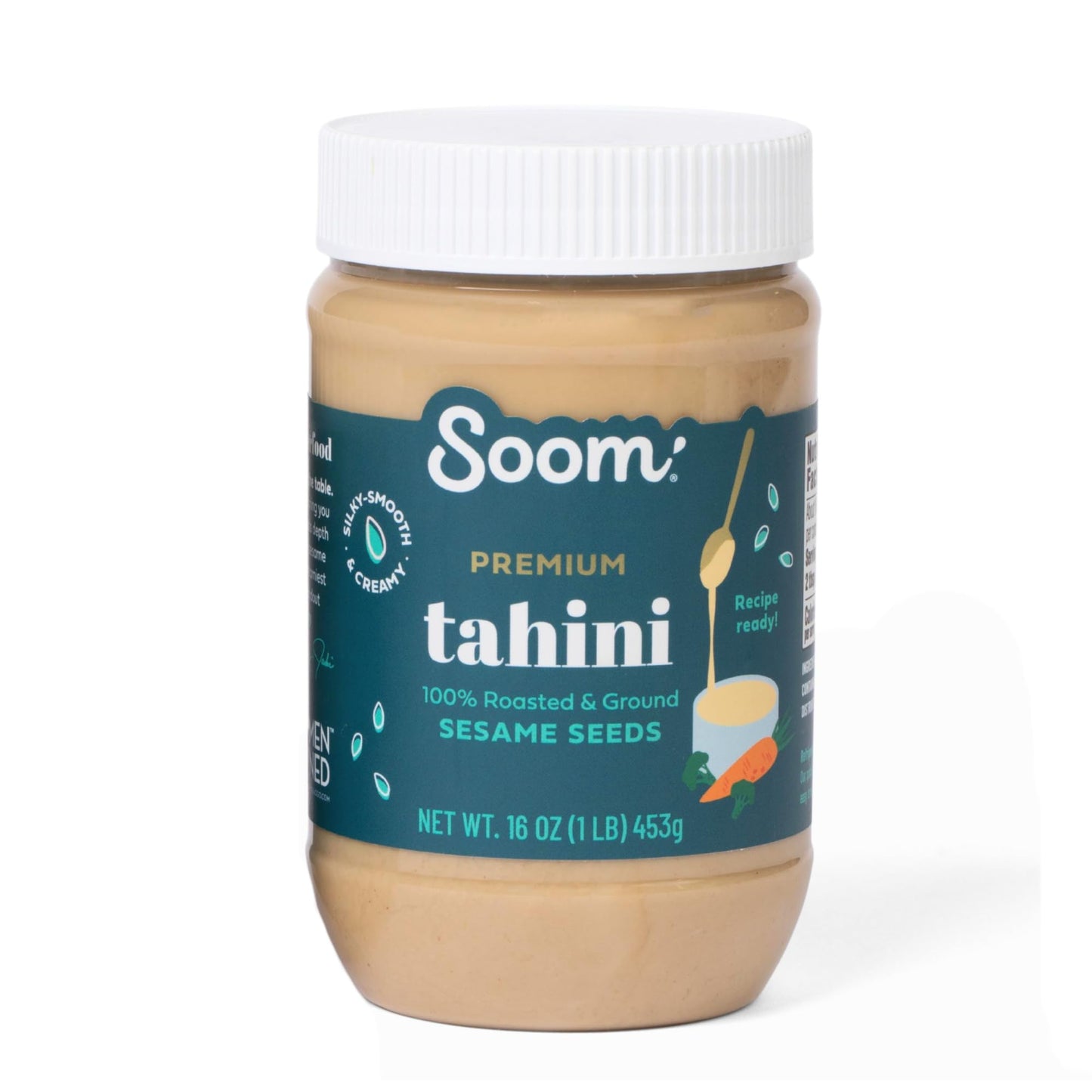 Soom Foods Premium Tahini, Creamy Sesame Paste, 16oz, 1 Pack