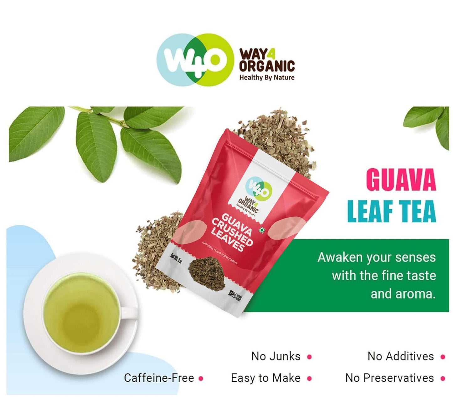 Guava Leaf Tea (Dried Crushed Leaves, Not Powder) 8 Oz, Hair Re-Growth, Skin & Nails, No Preservatives, 100% Pure Guava Leaves (1 Pack(8 Oz))