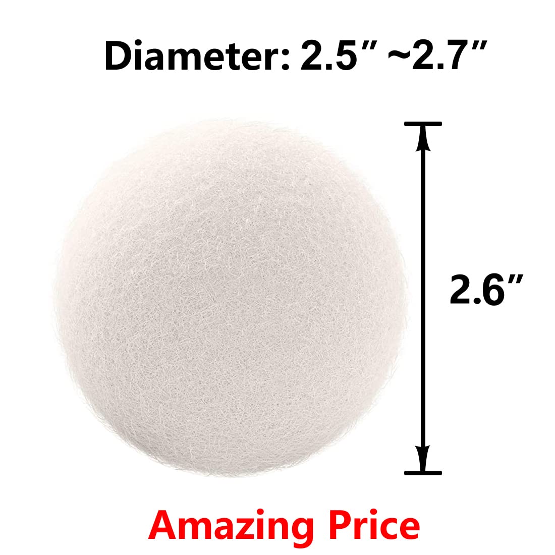 Otylzto Wool Dryer Balls 6-Pack, Drying Balls for Laundry,Reusable As Natural Fabric Softener, Reduce Clothing Wrinkles, Drying Clothes Faster