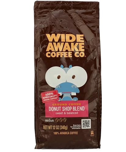 Wide Awake Coffee Donut Shop Blend Ground Coffee, 12 Ounce