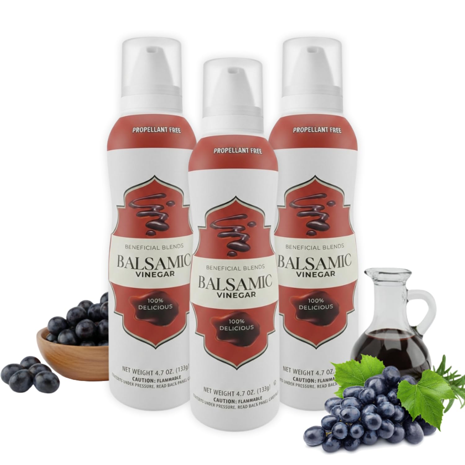 Balsamic Vinegar Spray, 3-Pack, Salad Dressings, Vinaigrettes & Cooking, Marinades & Sauces, No Propellants, Quality Crafted in USA, Net Wt 4.7 oz