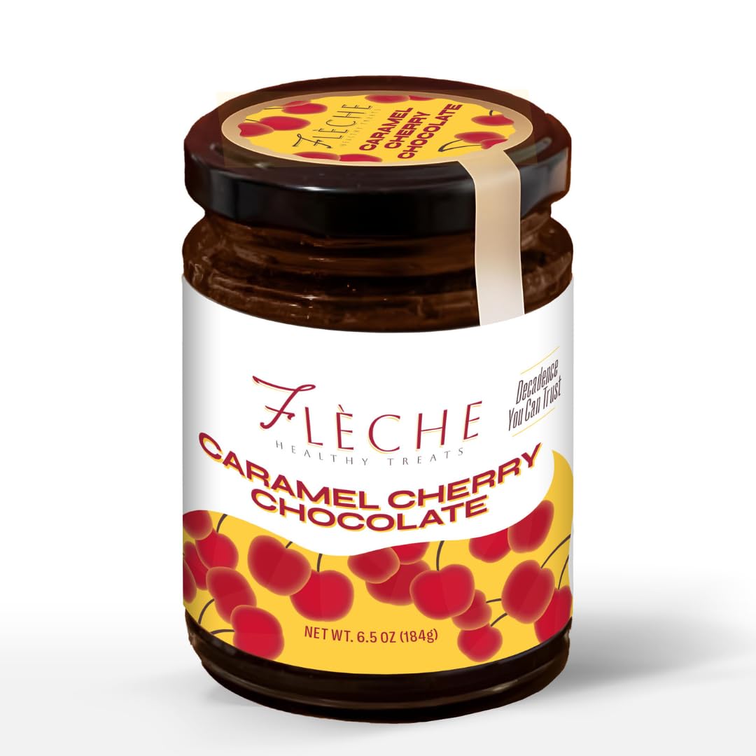 Flèche Cherry Chocolate Spread, Vegan, Refined Sugar-Free, Gluten-Free, Plant-Based Gourmet (6.5 oz) (Pack of 1 Jar, 6.5, Fl Oz)