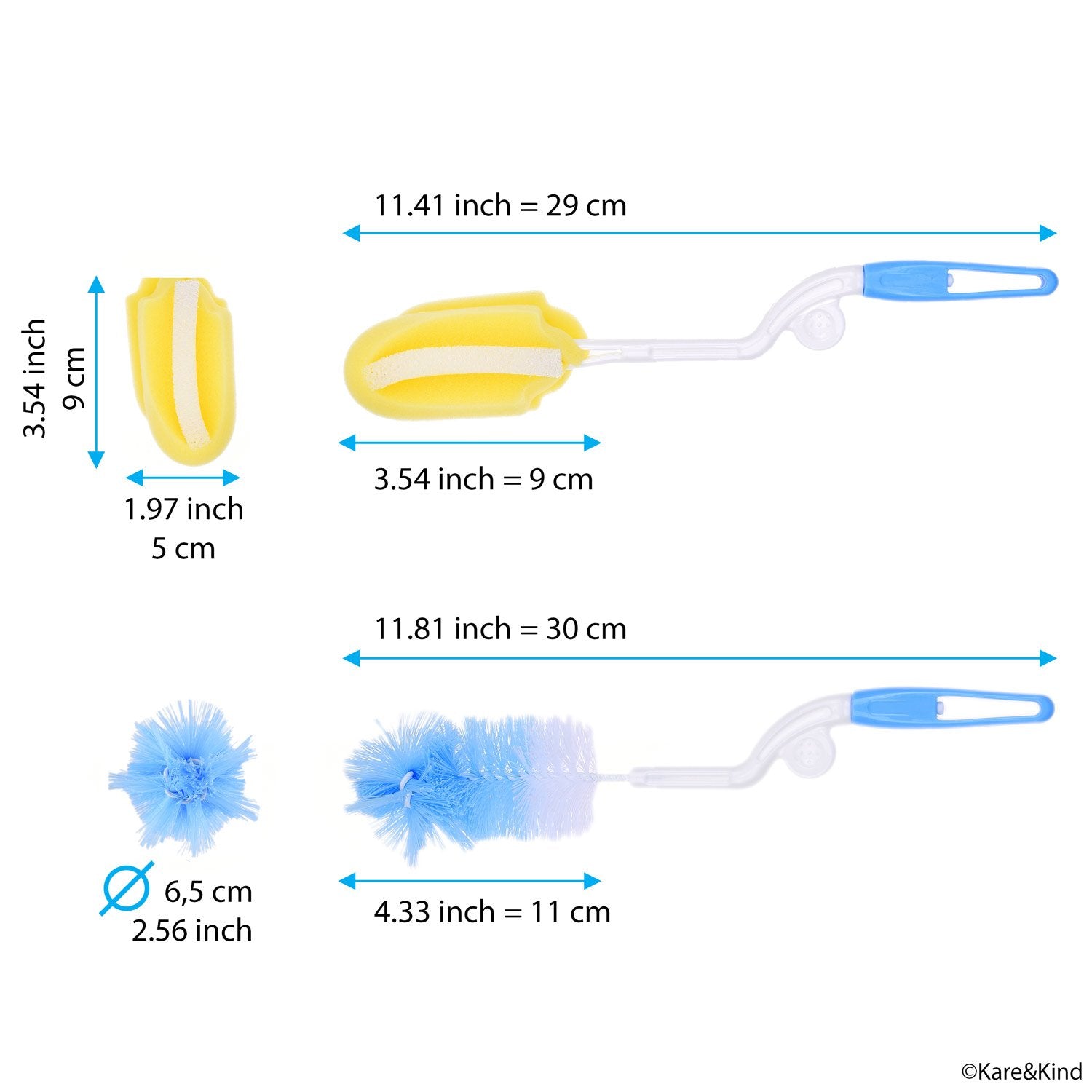 Baby Bottle Cleaning Kit - Set of 9 Cleaning Brushes for Cleaning Baby Milk/Water Bottles, Nipples, Caps, Straws, Tubes, etc. - Makes Your Bottle