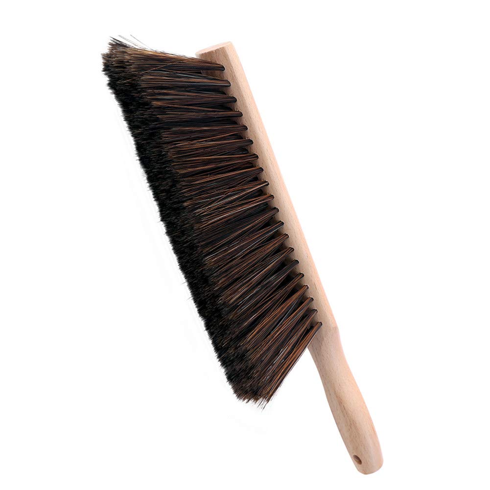 Soft Bristle Hand Brush Wooden Handle for Woodworking Shop Bench, Sawdust Removal Non-Scratch 14 Inch Long (Brown)