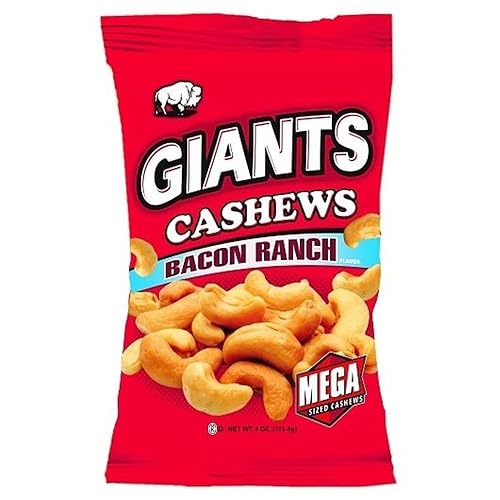 Giants Bacon Ranch Flavor Cashews, 4 Ounce -- 8 per case.