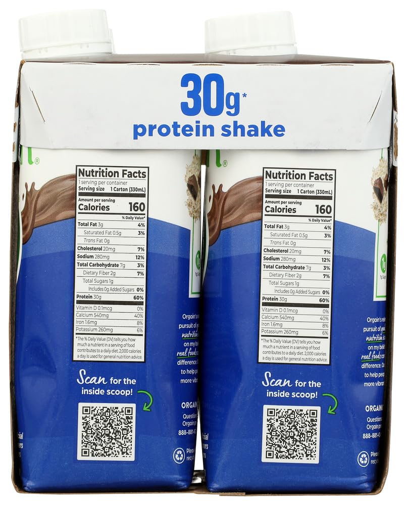 ORGAIN Chocolate Fudge Protein Shake 4pk, 11 FZ