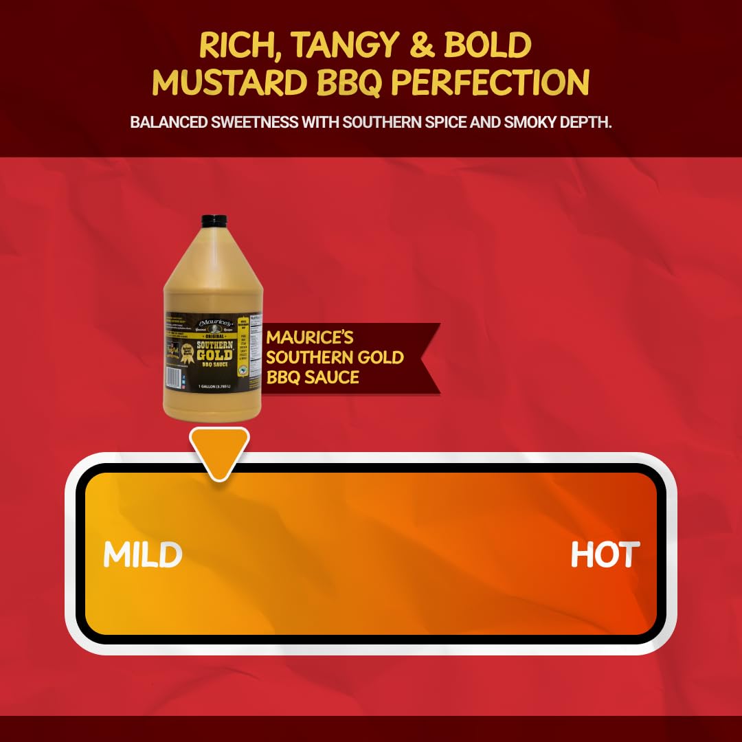 Maurice’s Southern Gold BBQ Sauce - Classic Carolina Mustard BBQ Sauce with Bold Flavor - Authentic Southern Carolina Barbeque Dressing - Rich