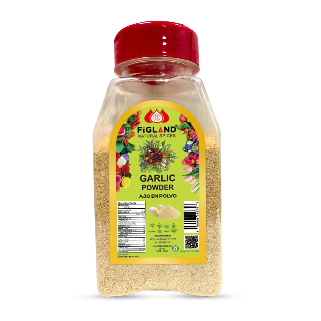 FIGLAND Natural Garlic Powder - Premium Ajo en Polvo, 100% Pure Ground Garlic for Cooking, Seasoning, Marinades & Spice Blends - Fresh, Aromatic